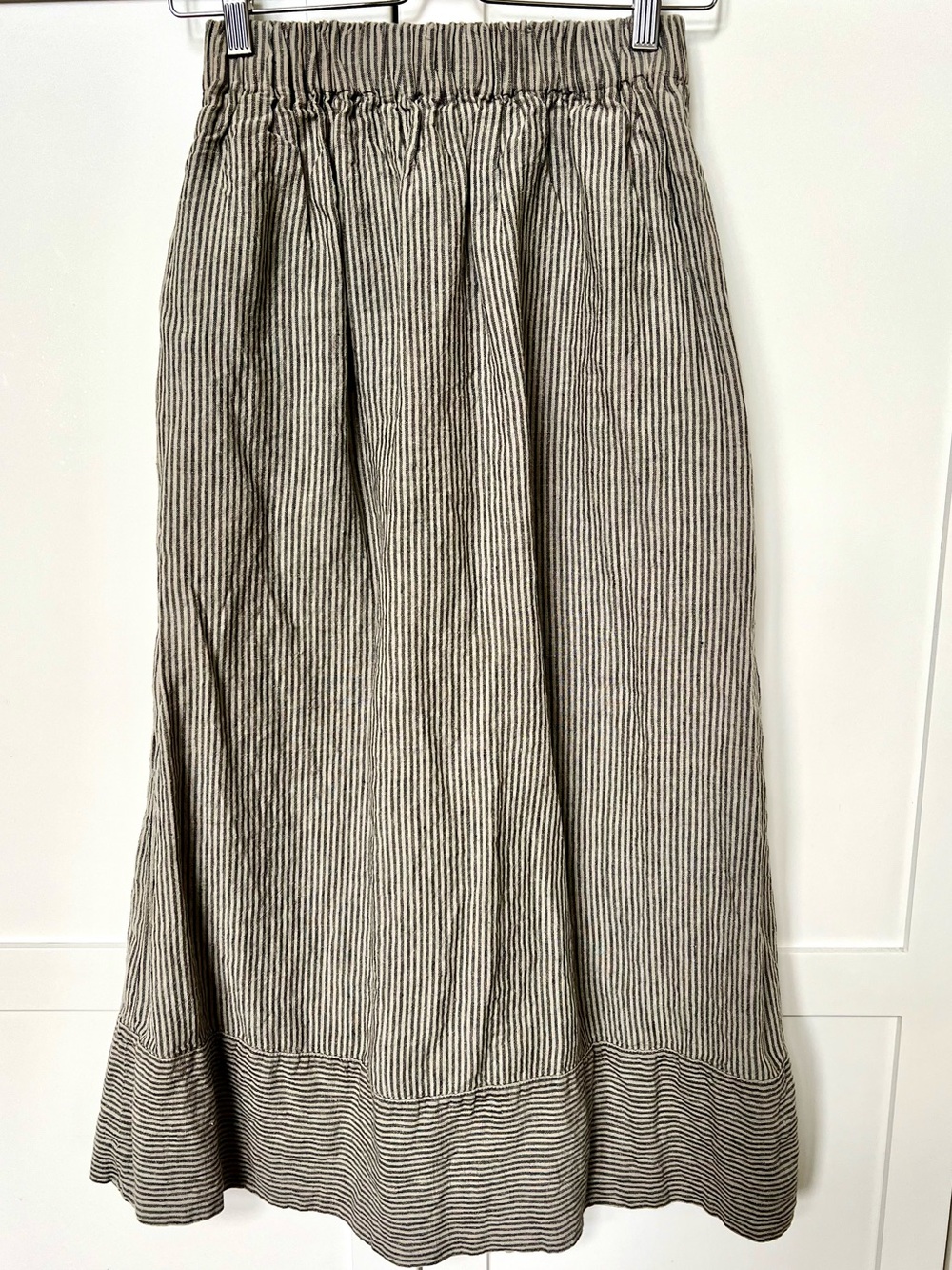 LINENFOX stripe linen maxi skirt XS